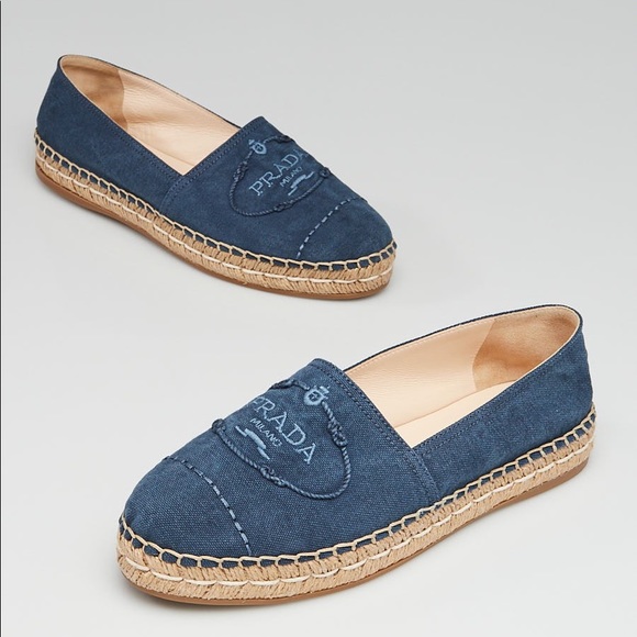 Prada | Shoes | Authentic Prada Navy Blue Espadrilles Eu38 | Poshmark